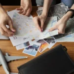 close up people holding map